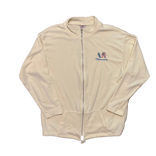 90’s ESY Sportswear Florida Embroidered Zip Up Sweatshirt - Large - 22.5" x 28"