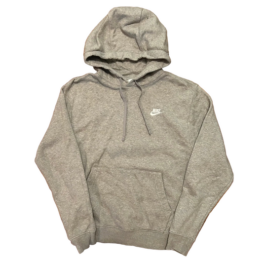 Nike Grey Mini Swoosh Spellout Hoodie Sweatshirt - Medium - 20" x 24"