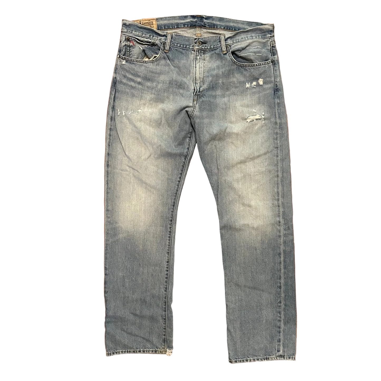 Polo Ralph Lauren Distressed Light Wash Denim Blue Jeans - 38" x 33"