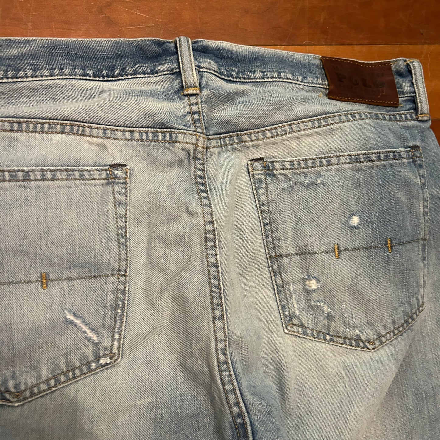 Polo Ralph Lauren Distressed Light Wash Denim Blue Jeans - 38" x 33"