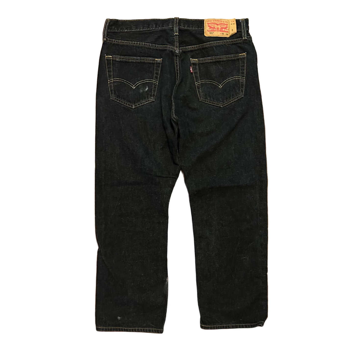 Levi 501 Indigo Dark Wash Denim Blue Jeans - 34" x 26"