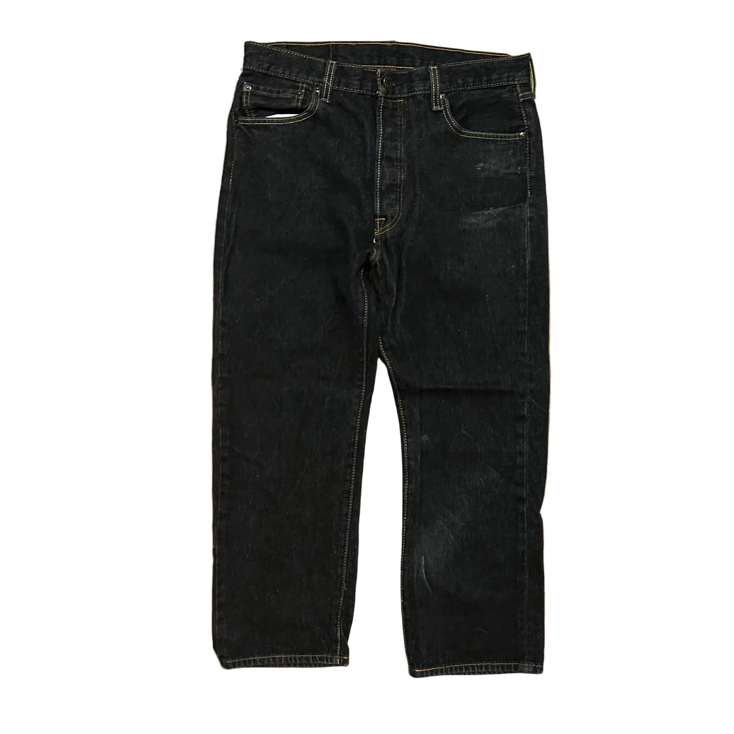 Levi 501 Indigo Dark Wash Denim Blue Jeans - 34" x 26"