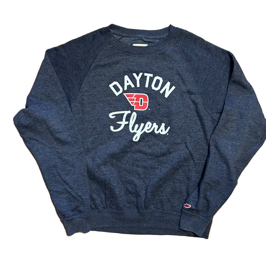 League Triblend Sweats Dayton Flyers University Navy Crewneck Sweatshirt - Medium - 20" x 24.5"