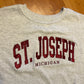 St Joseph Michigan Grey Red Maroon Embroidered Crewneck Sweatshirt - XLarge - 25" x 27"