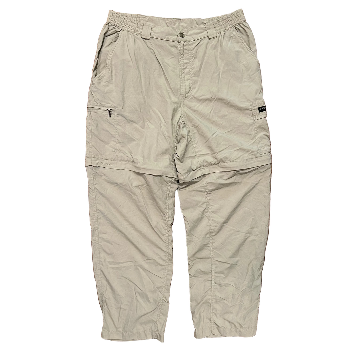 Columbia Nylon Khaki Tan Zip Off Shorts Pants - 33" x 29"