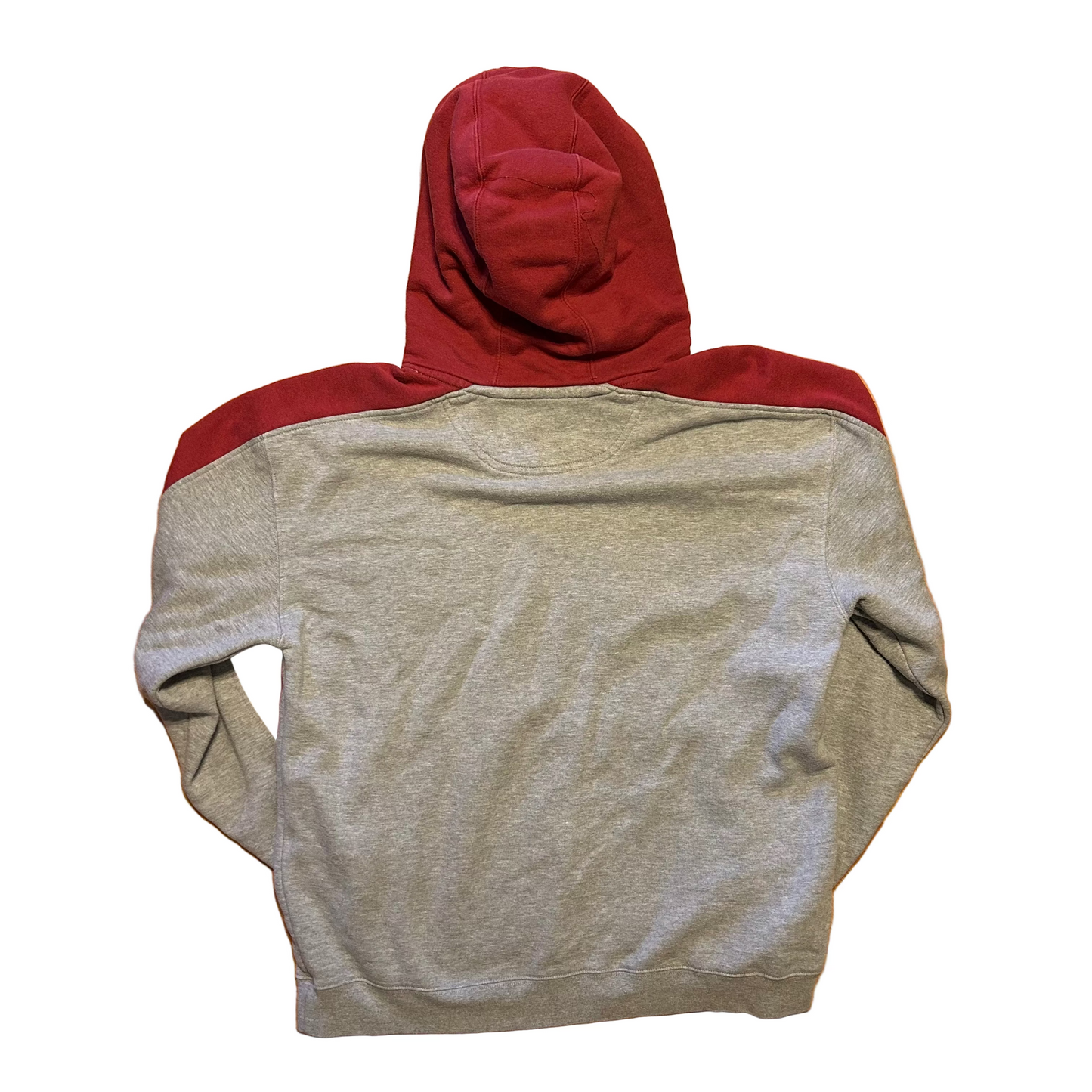 Indiana University IU Hoosiers Grey Red Maroon Hoodie Sweatshirt - Large - 22" x 24"