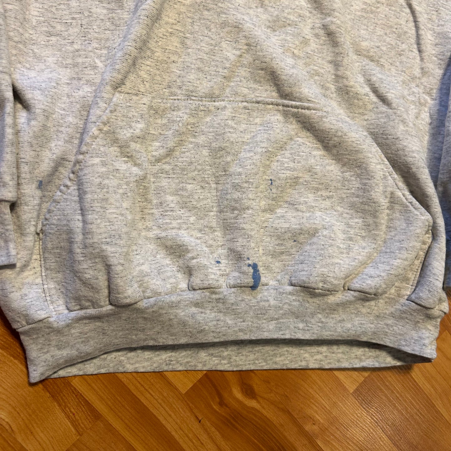 80/90's Grey Blank Painter Hoodie Sweatshirt - Large - 23.5" x 25"