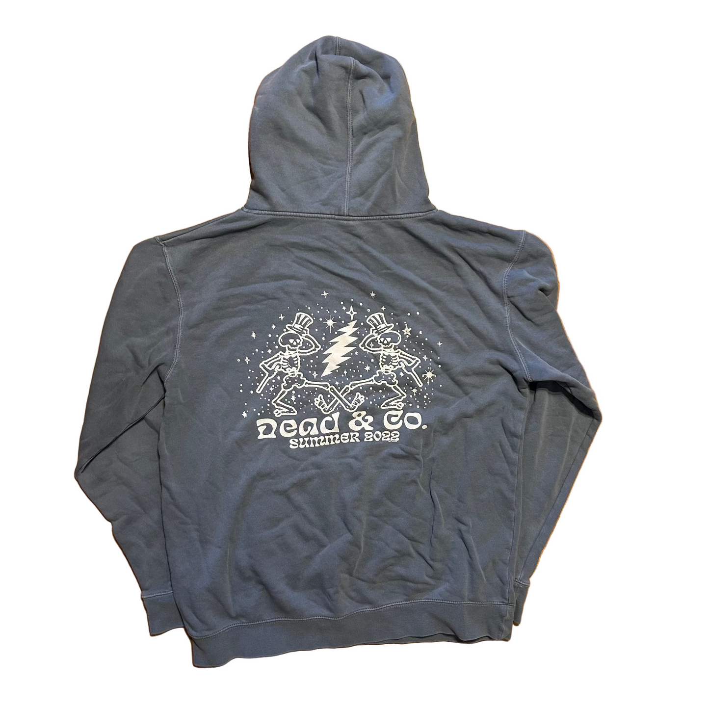 Dead and Company 2022 Tour Grateful Dead Washed Blue Hoodie Sweatshirt - XLarge - 24" x 26"
