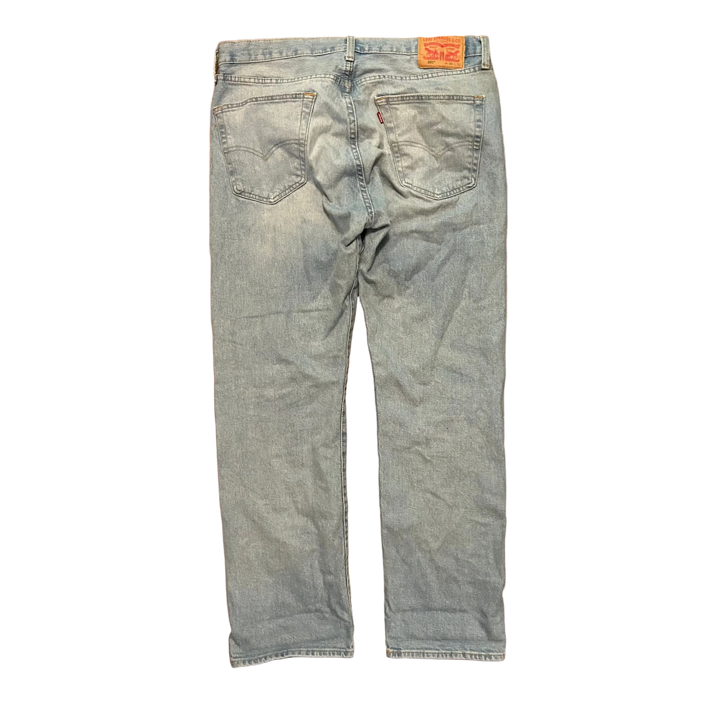 Levi 501 Button Fly Light Wash Denim Blue Jeans - 36" x 31"