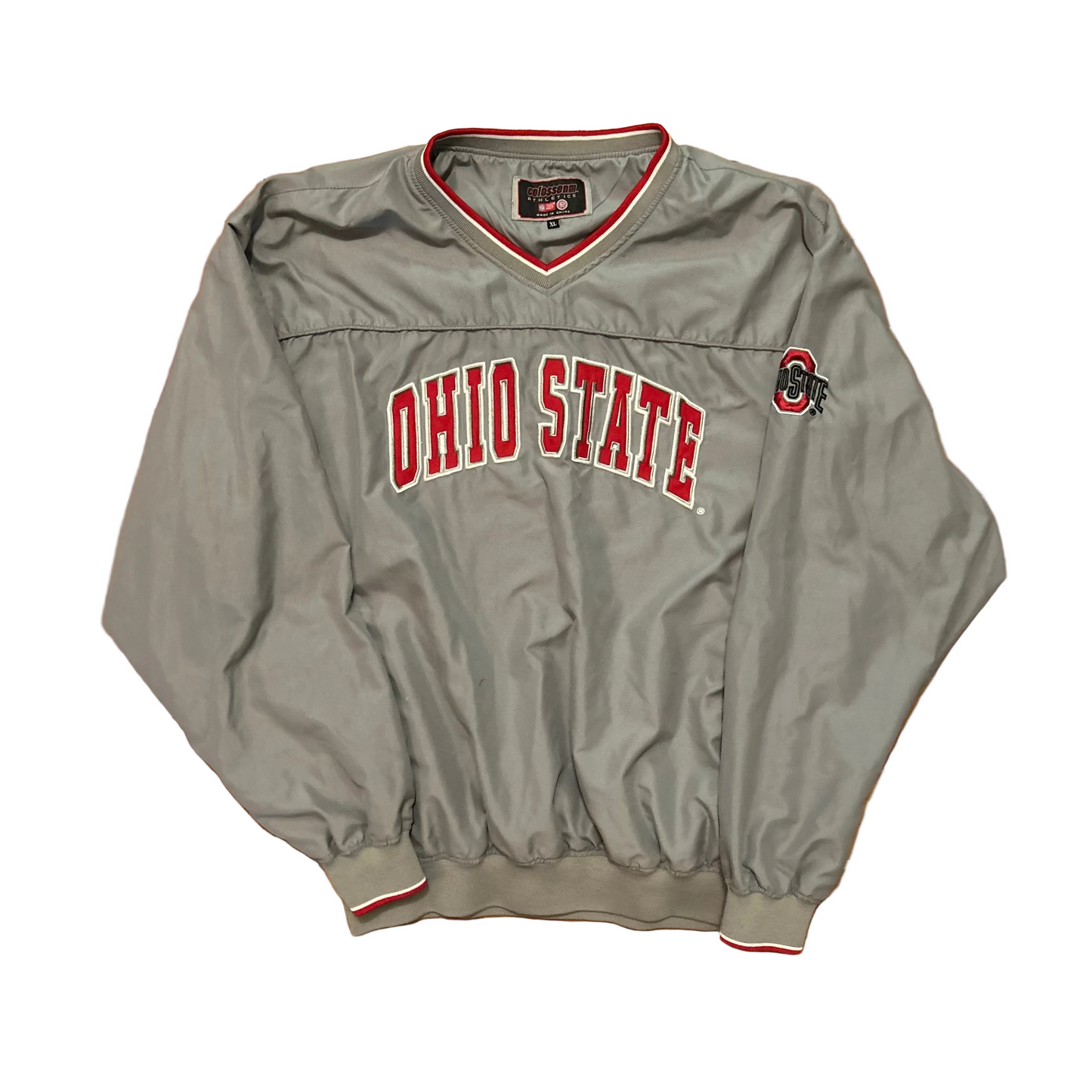 Colosseum Sports Ohio State University Buckeyes College Pullover Grey Windbreaker - XLarge - 26" x 29"