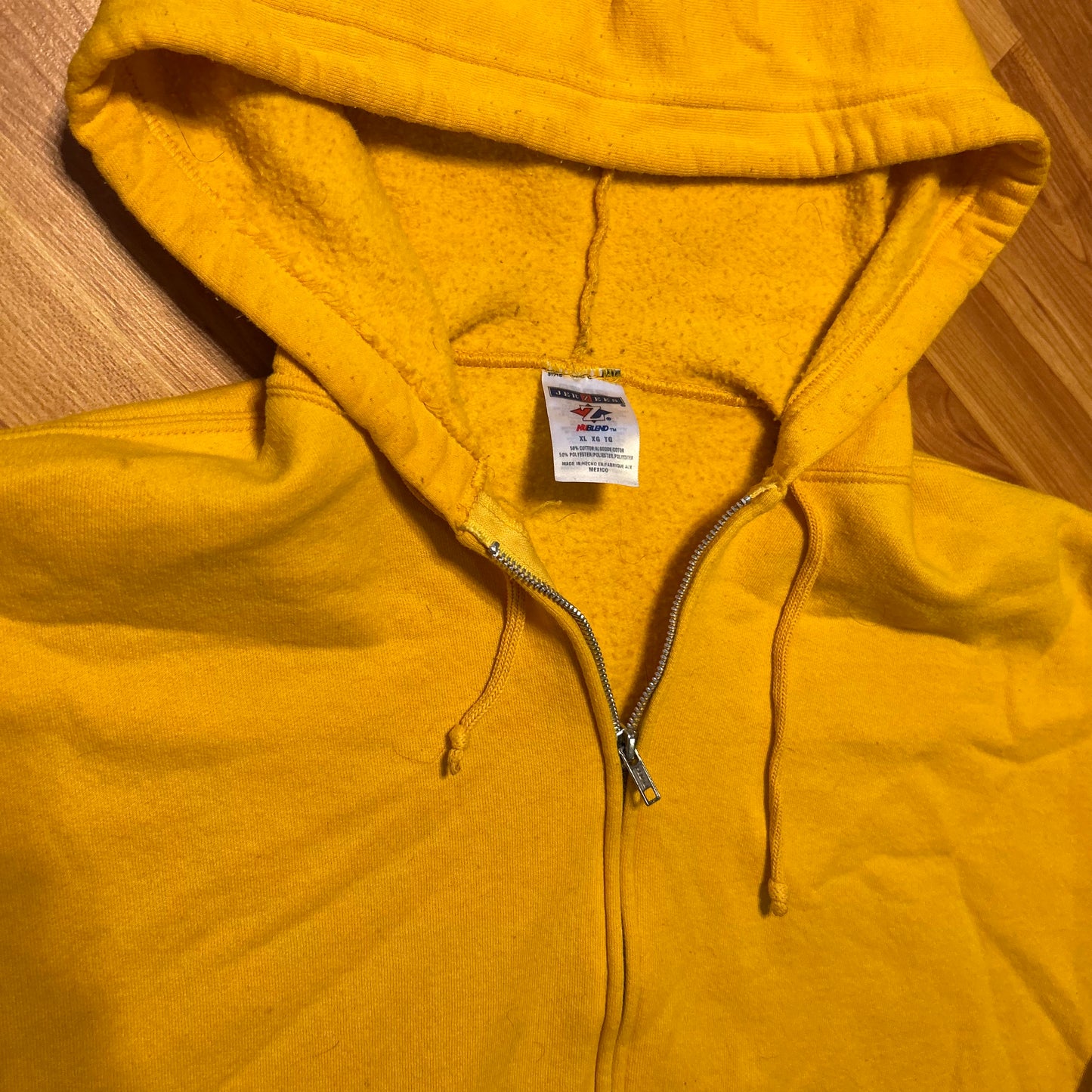 Jerzees Yellow Blank Zip Up Hoodie Sweatshirt - XLarge - 24" x 27"