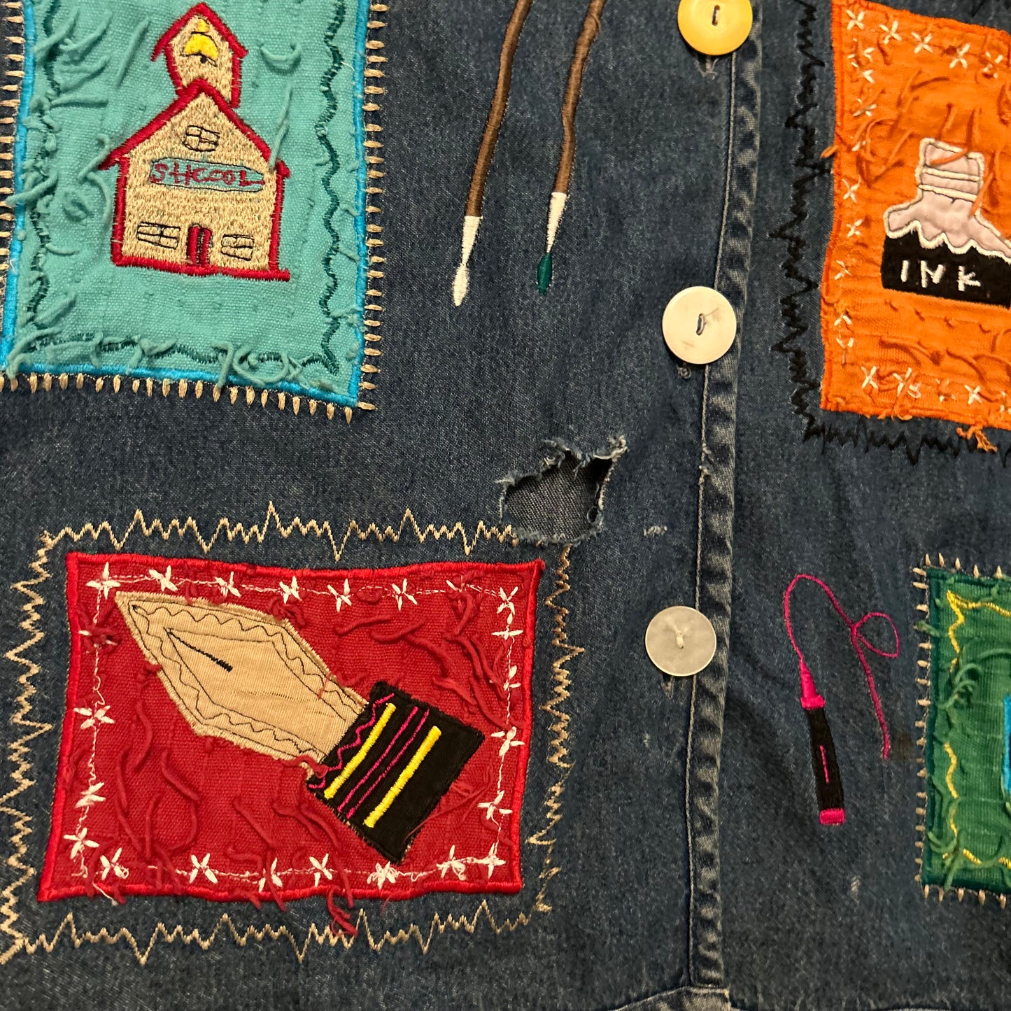 New Directions Plus Denim Embroidered School Vest - XLarge - 24" x 27"