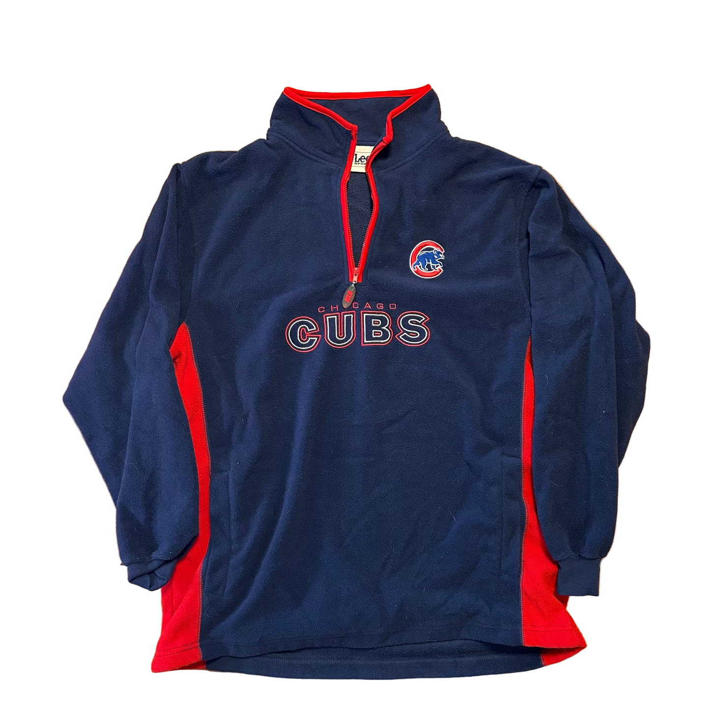 Lee Sport Chicago Cubs MLB Quarter Zip Up Sweatshirt - Large - 23" x 27.5"