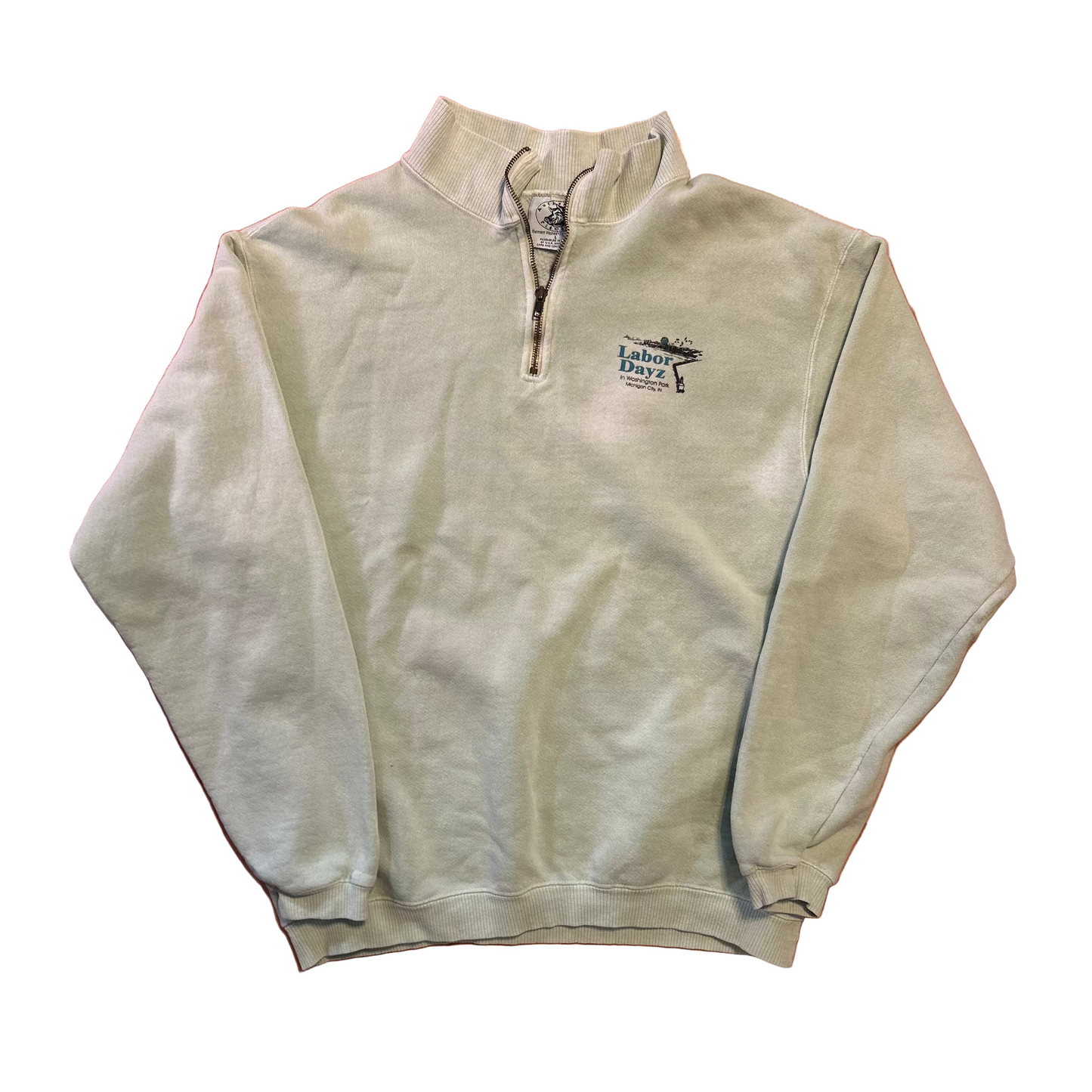 Mint Green Labor Dayz Michigan City Indiana Quarter Zip Sweatshirt - Large - 23" x 26.5"
