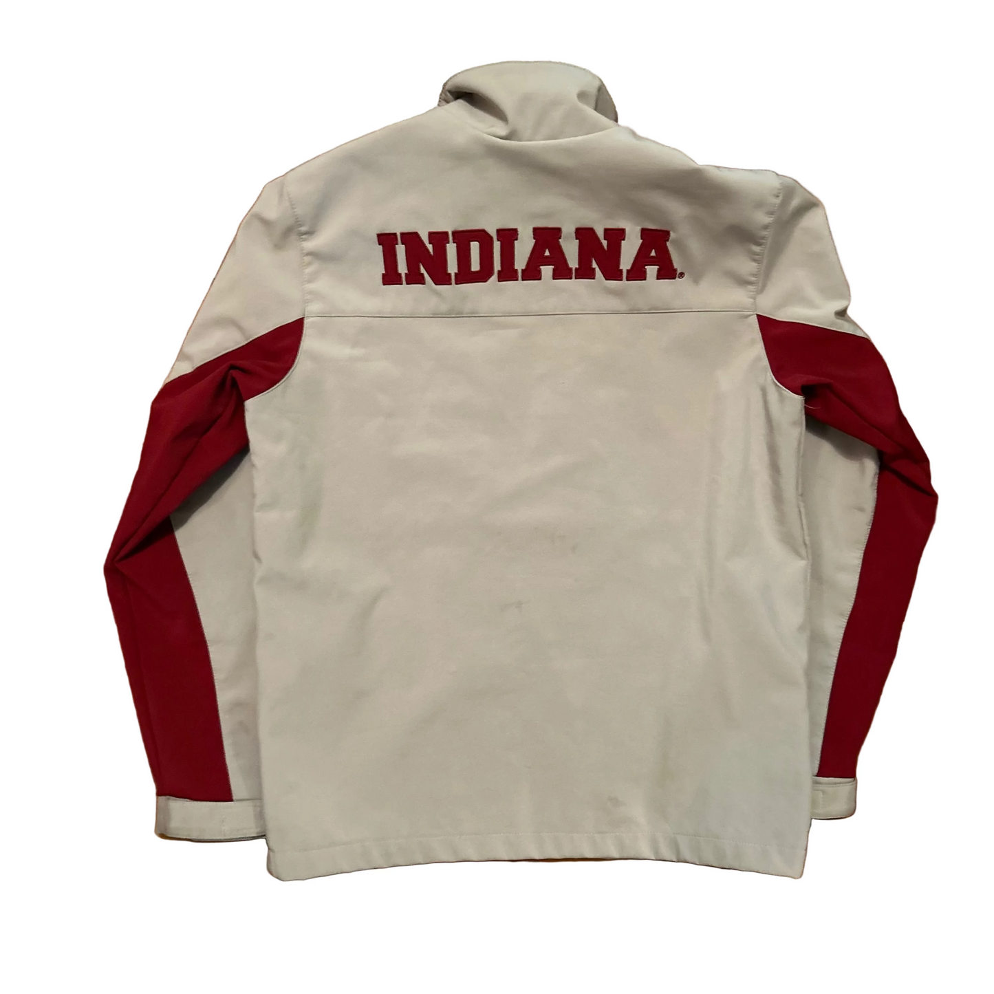 58 Sports Indiana IU Grey Tan Zip Up Windbreaker Jacket Coat - Large - 22" x 28"