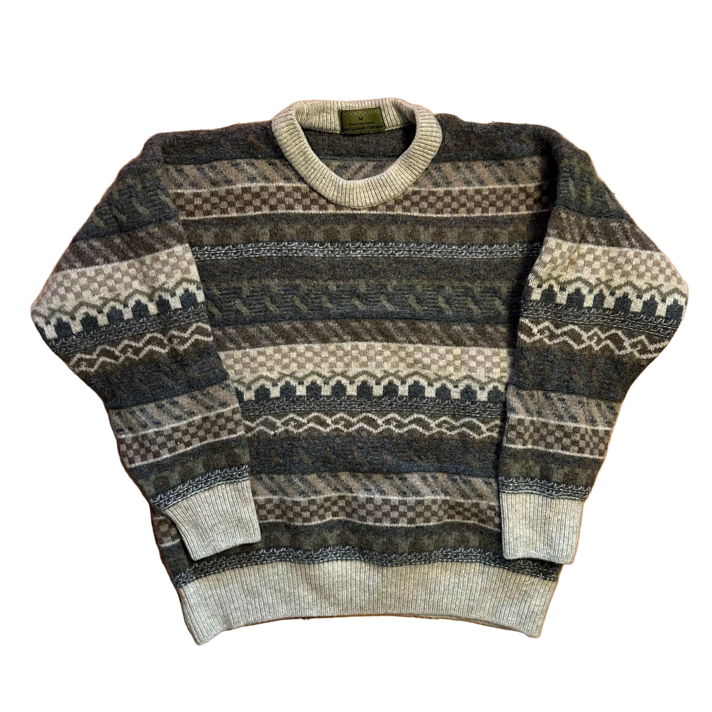 Brown Green Sweater - Medium - 20" x 22"