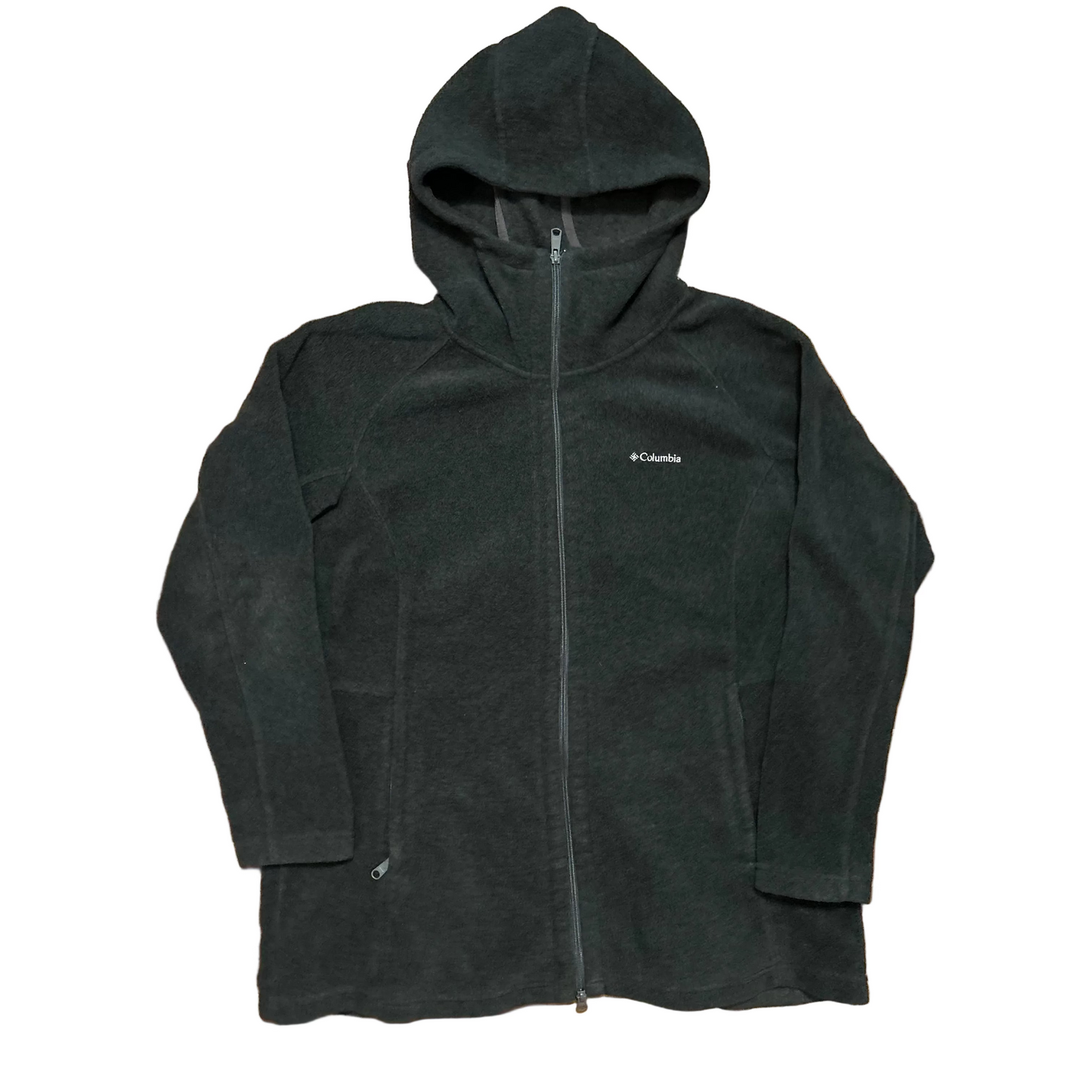 Columbia Grey Fleece Hoodie Zip Up Jacket Coat - XLarge - 24" x 31"