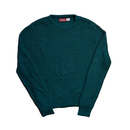 90's Highland Green Teal Acrylic Sweater - Medium - 20" x 26.5"