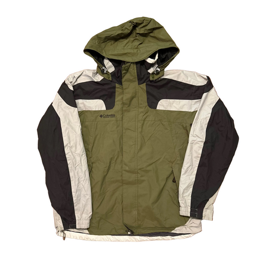 Columbia Green Grey Black Hooded Rain Wind Jacket - XLarge - 27" x 29"