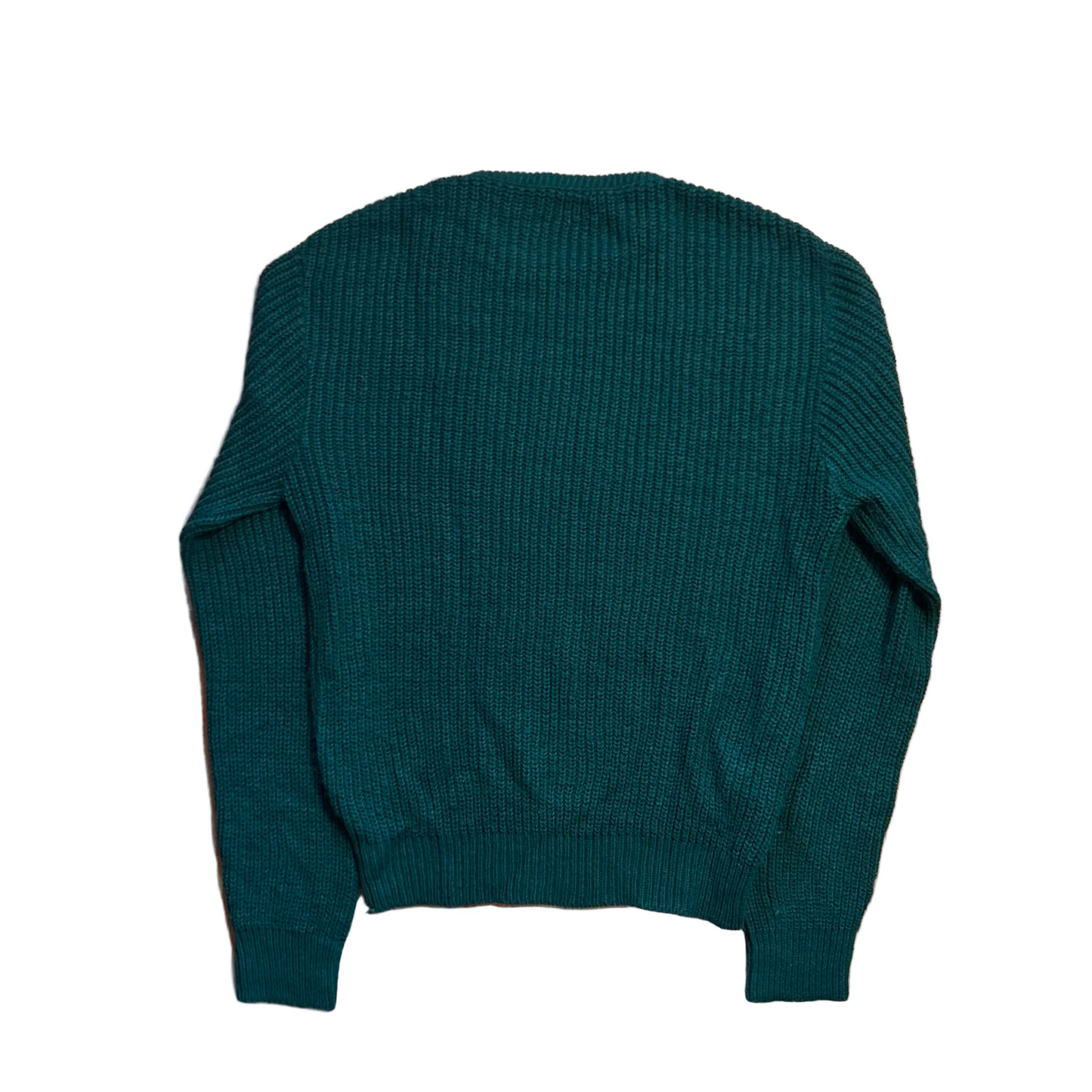 90's Highland Green Teal Acrylic Sweater - Medium - 20" x 26.5"