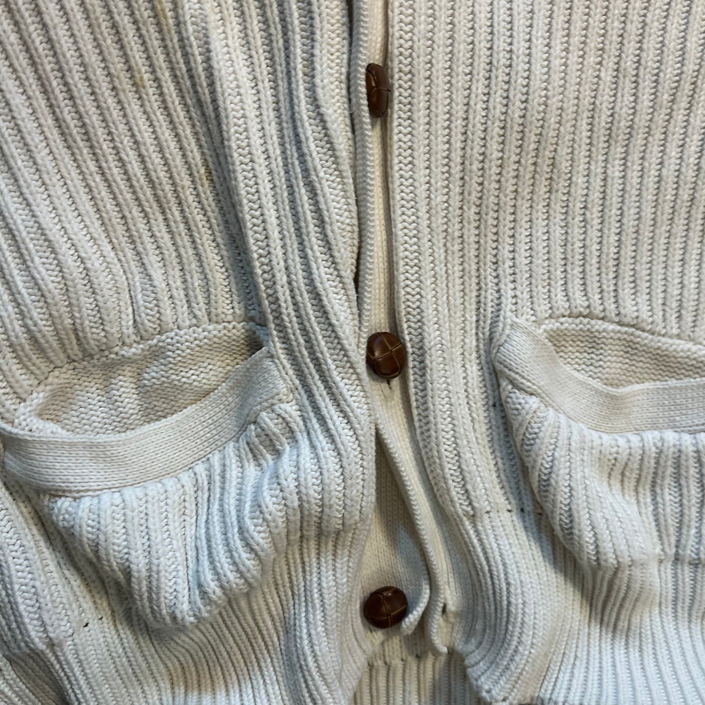 90's Eddie Bauer Cream White Cardigan Sweater - XLarge - 25" x 27"