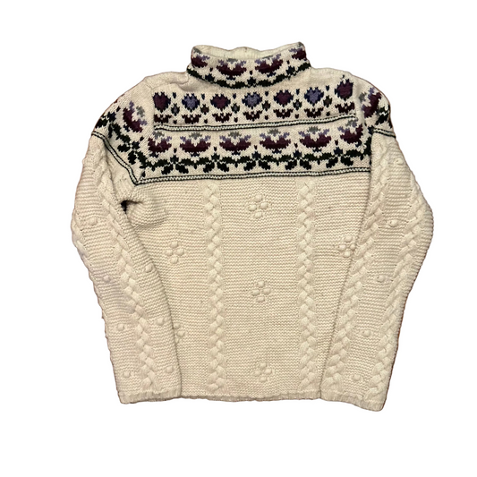 Lands End Purple Cream White Sweater - Small - 19" x 23"
