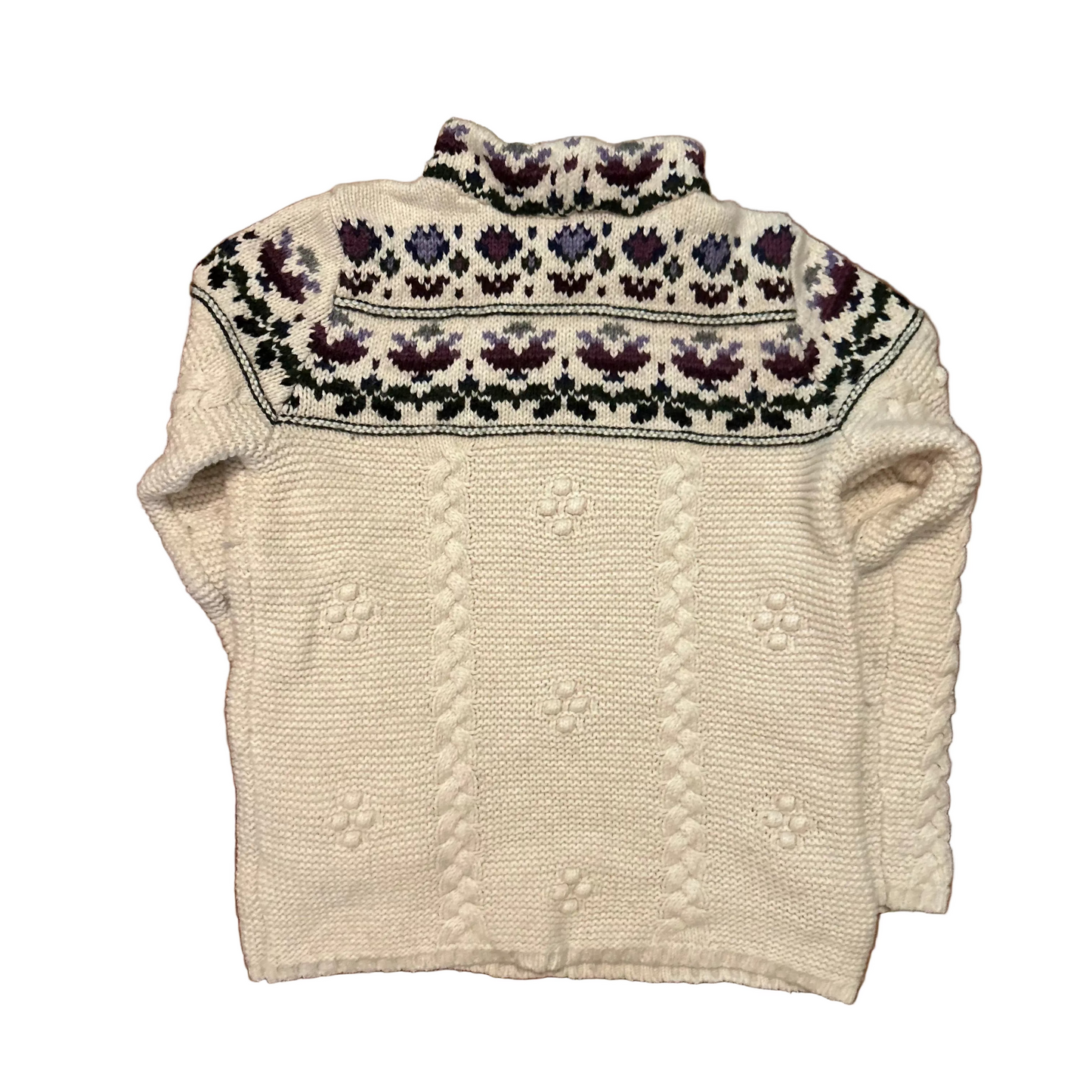 Lands End Purple Cream White Sweater - Small - 19" x 23"