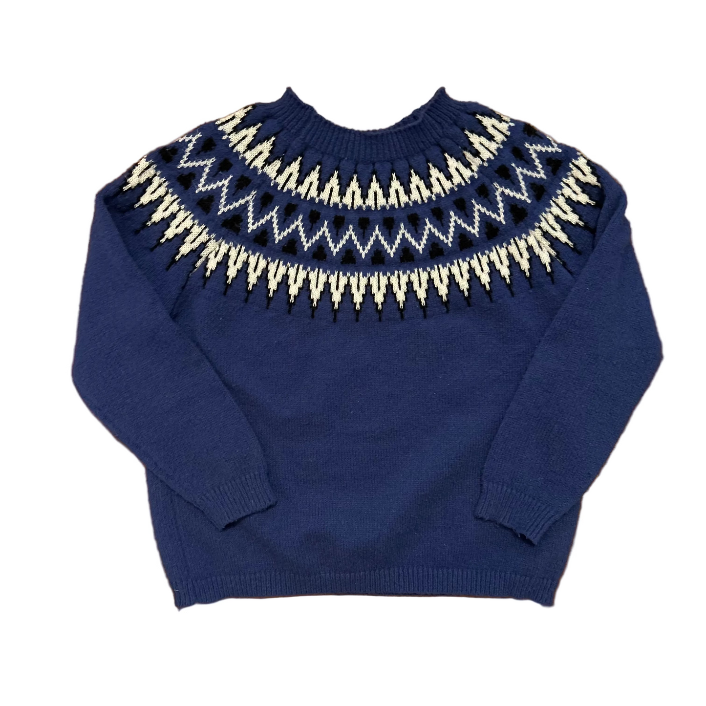 Blue Handmade Knit Sweater - Large - 22" x 24"
