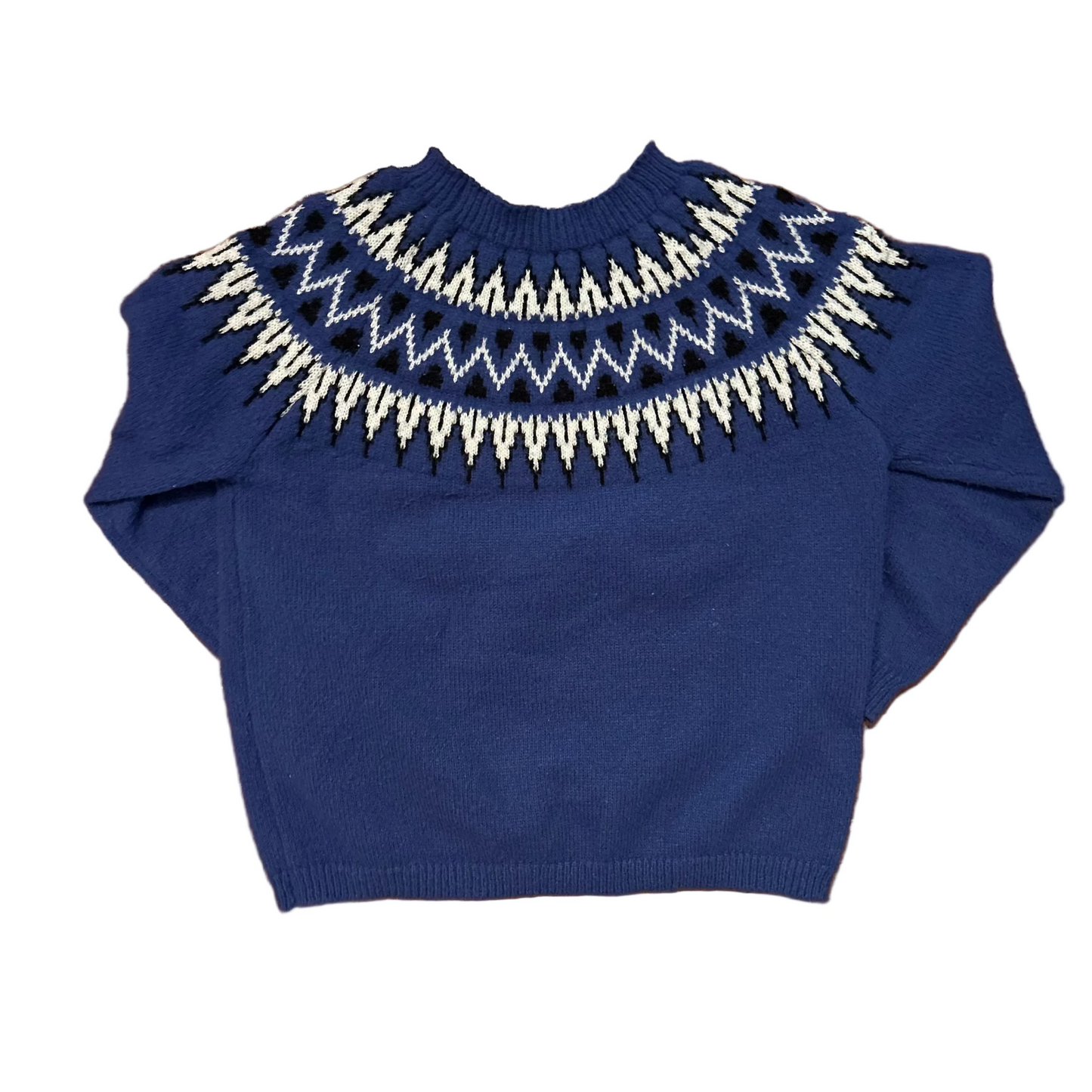 Blue Handmade Knit Sweater - Large - 22" x 24"