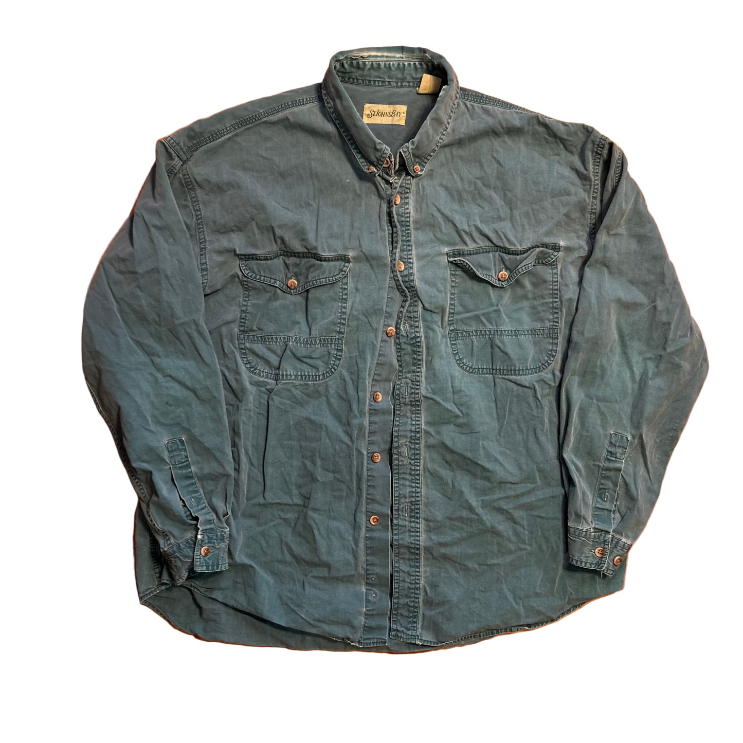 St Johns Bay Teal Button Up Shirt - XLarge - 25" x 29"
