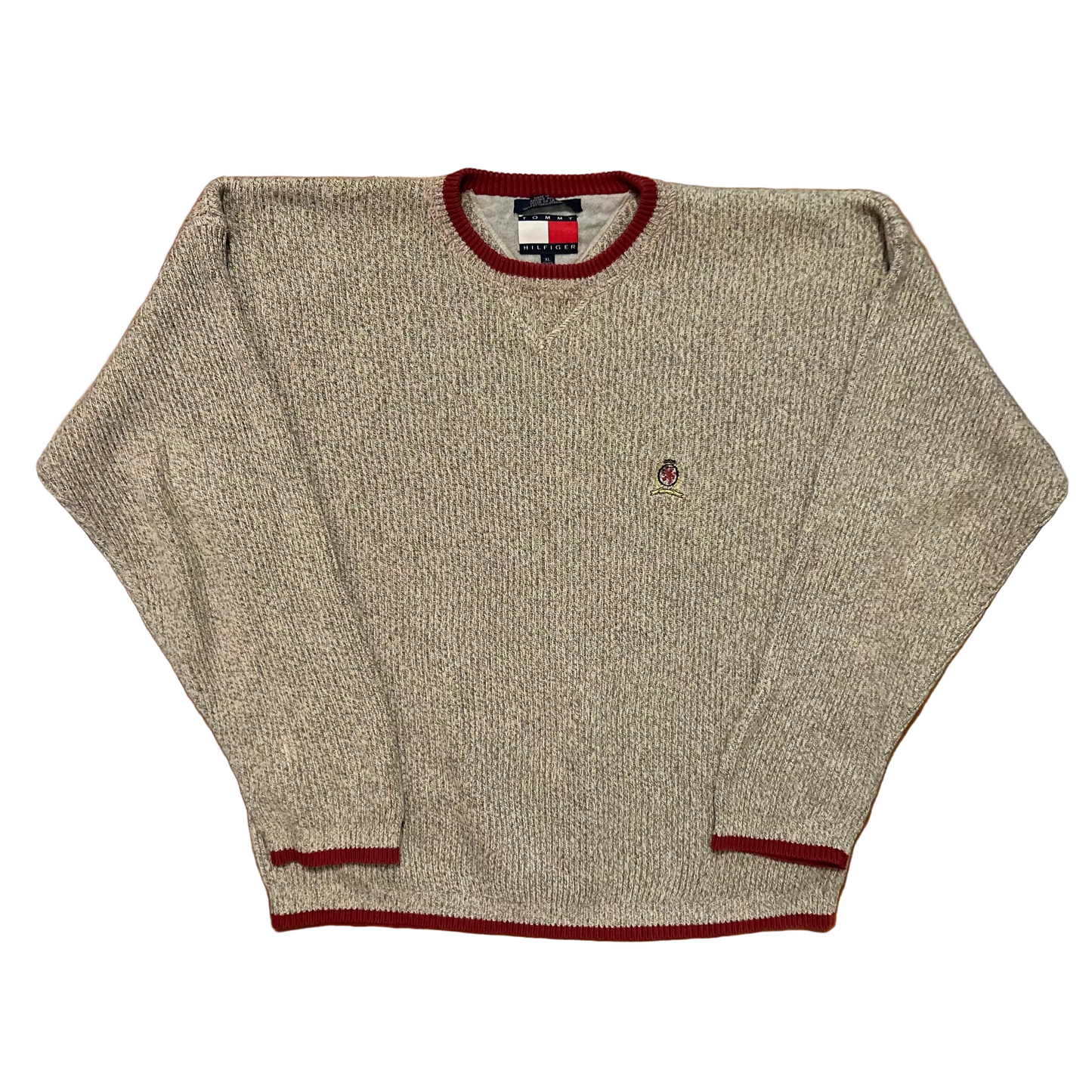 Tommy Hilfiger Grey Red Brown Sweater - oLarge - 23" x 27"