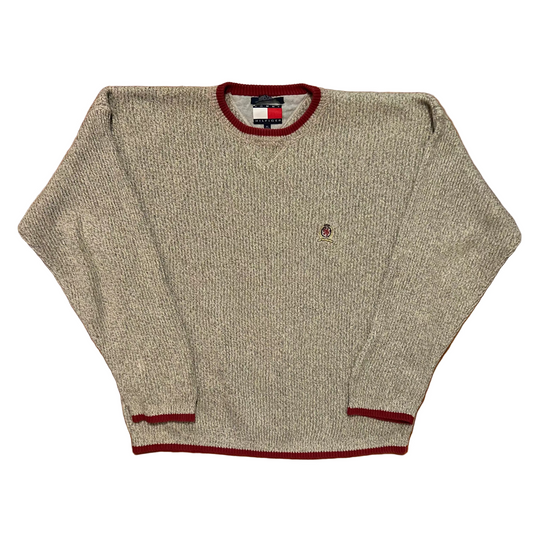 Tommy Hilfiger Grey Red Brown Sweater - oLarge - 23" x 27"