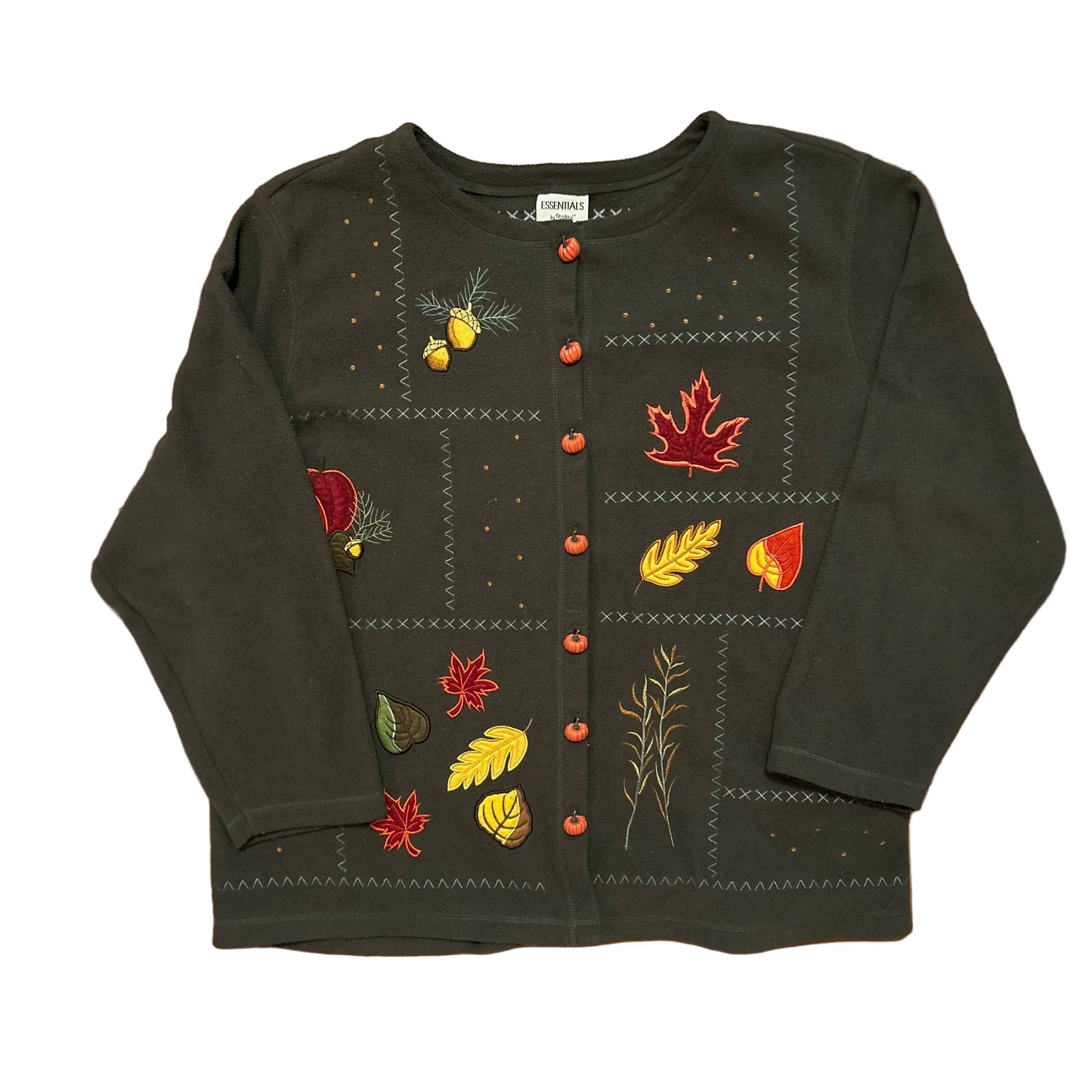 Essentials by Maggie Green Fall Autumn Pumpkin Poly Cardigan Sweater - XLarge - 28" x 30"