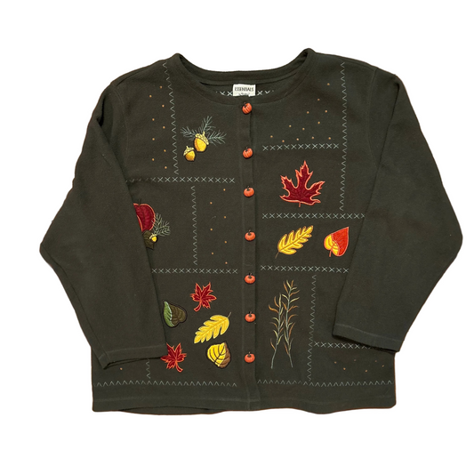 Essentials by Maggie Green Fall Autumn Pumpkin Poly Cardigan Sweater - XLarge - 28" x 30"