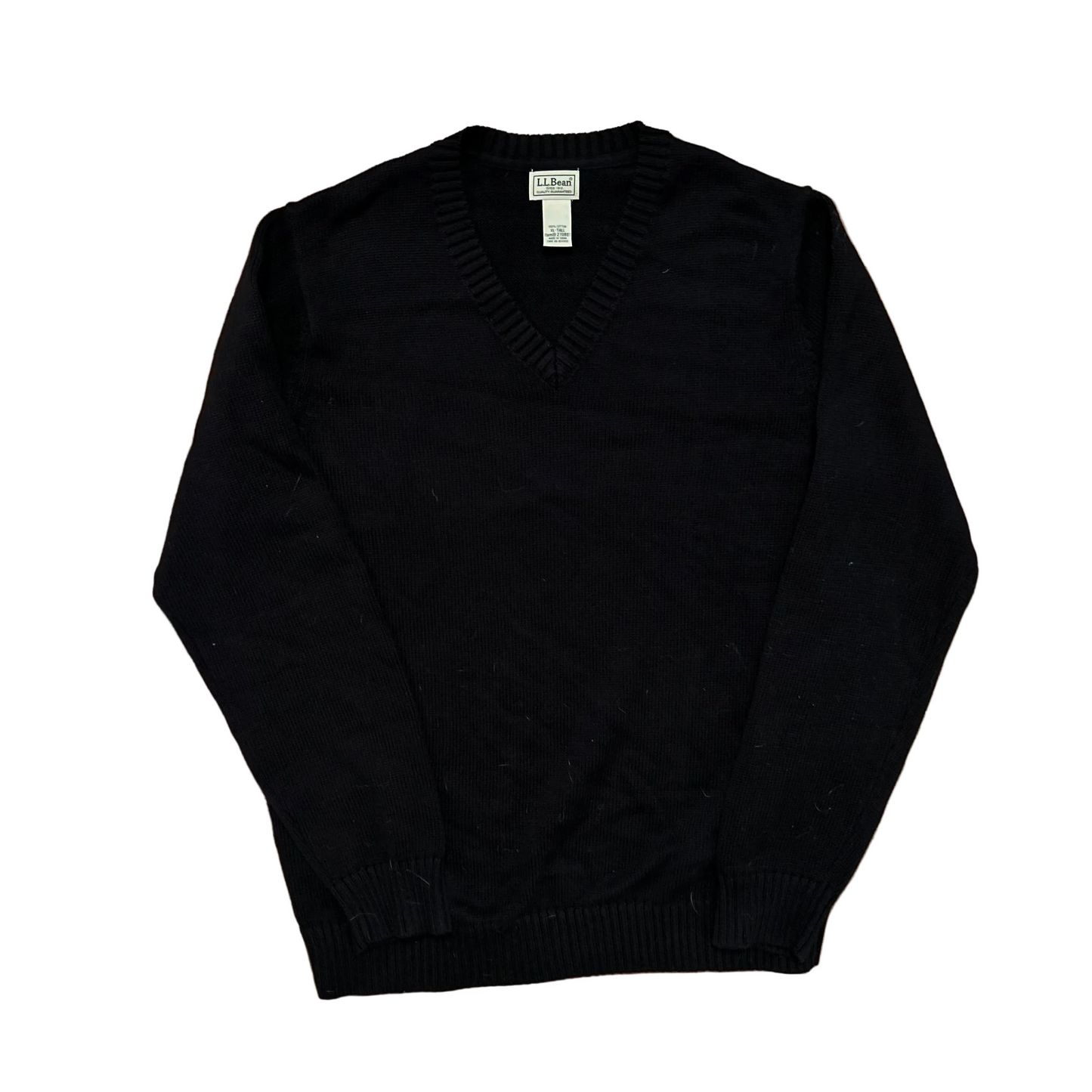 LL Bean Black VNeck Sweater - XLarge - 25" x 30"