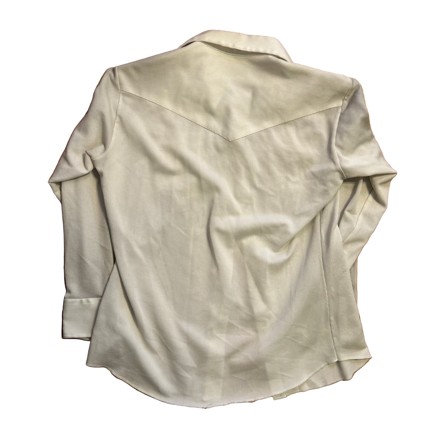 80/90's Panhandle Slim White Pearl Snap Button Up Shirt - Medium - 21" x 29"