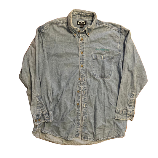 Three Rivers Servicemaster Embroidered Denim Jean Button Up Shirt - XLarge - 24" x 29"