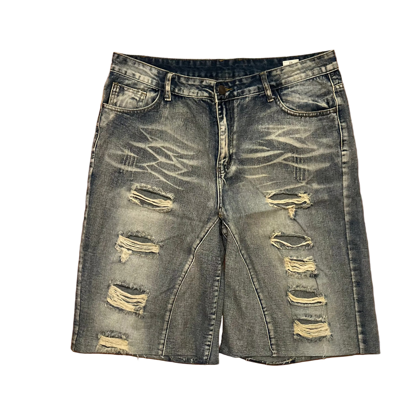 Denim Distressed Faded Shorts Jorts - 40" x 14"