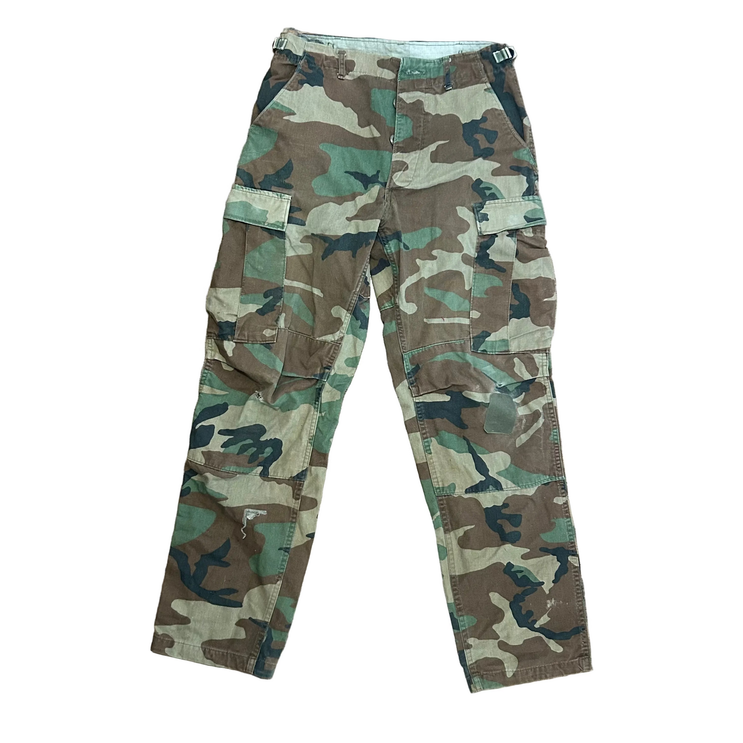 00's Military Camouflage Camo Cargo Pants - Tagged Small, Adjustable Waist - 28” x 30.5”