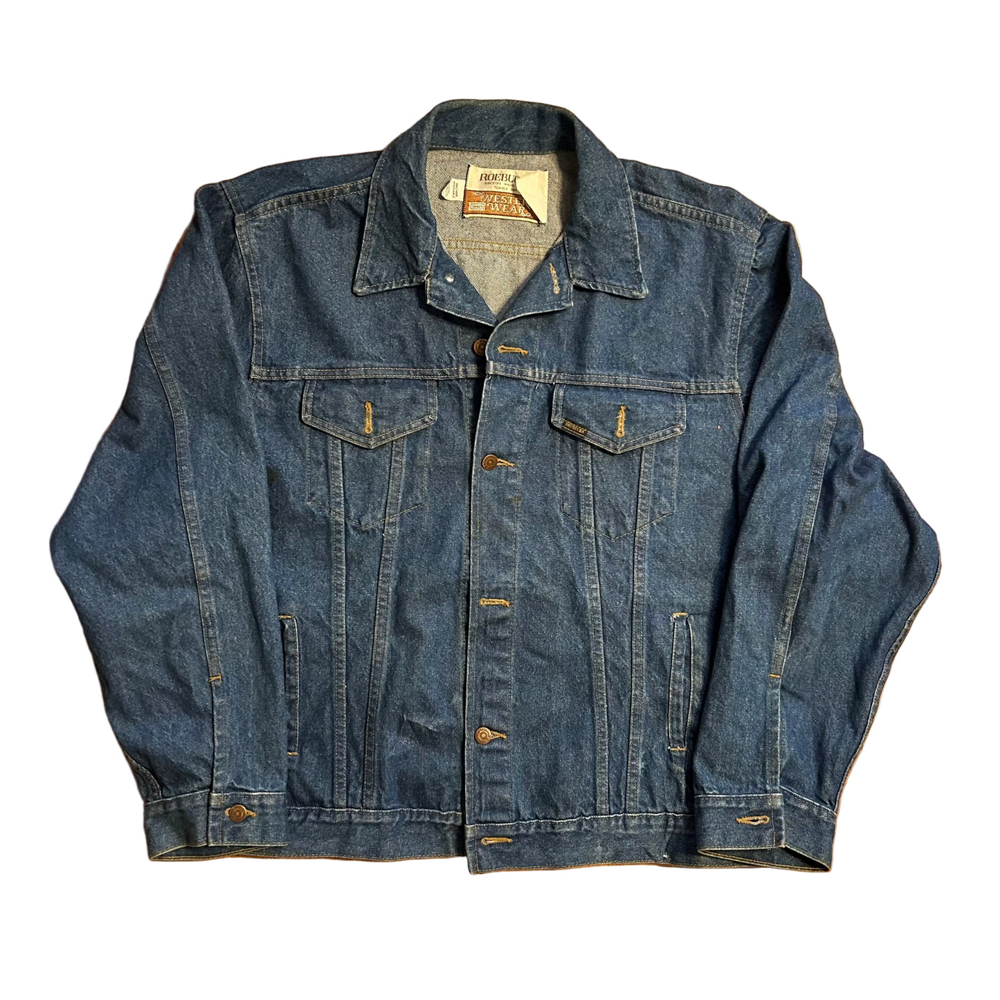 80/90's Sears Roebucks Denim Trucker Jean Jacket Coat - XLarge - 25.5" x 28"