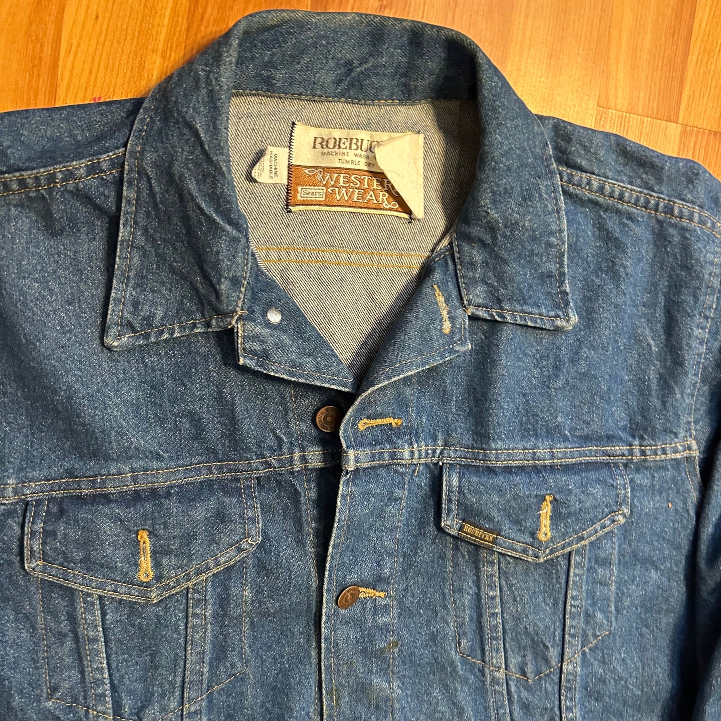 80/90's Sears Roebucks Denim Trucker Jean Jacket Coat - XLarge - 25.5" x 28"