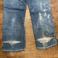 80/90's Sears Roebucks Distressed Painter Blue Jeans Denim - 38” x 28”