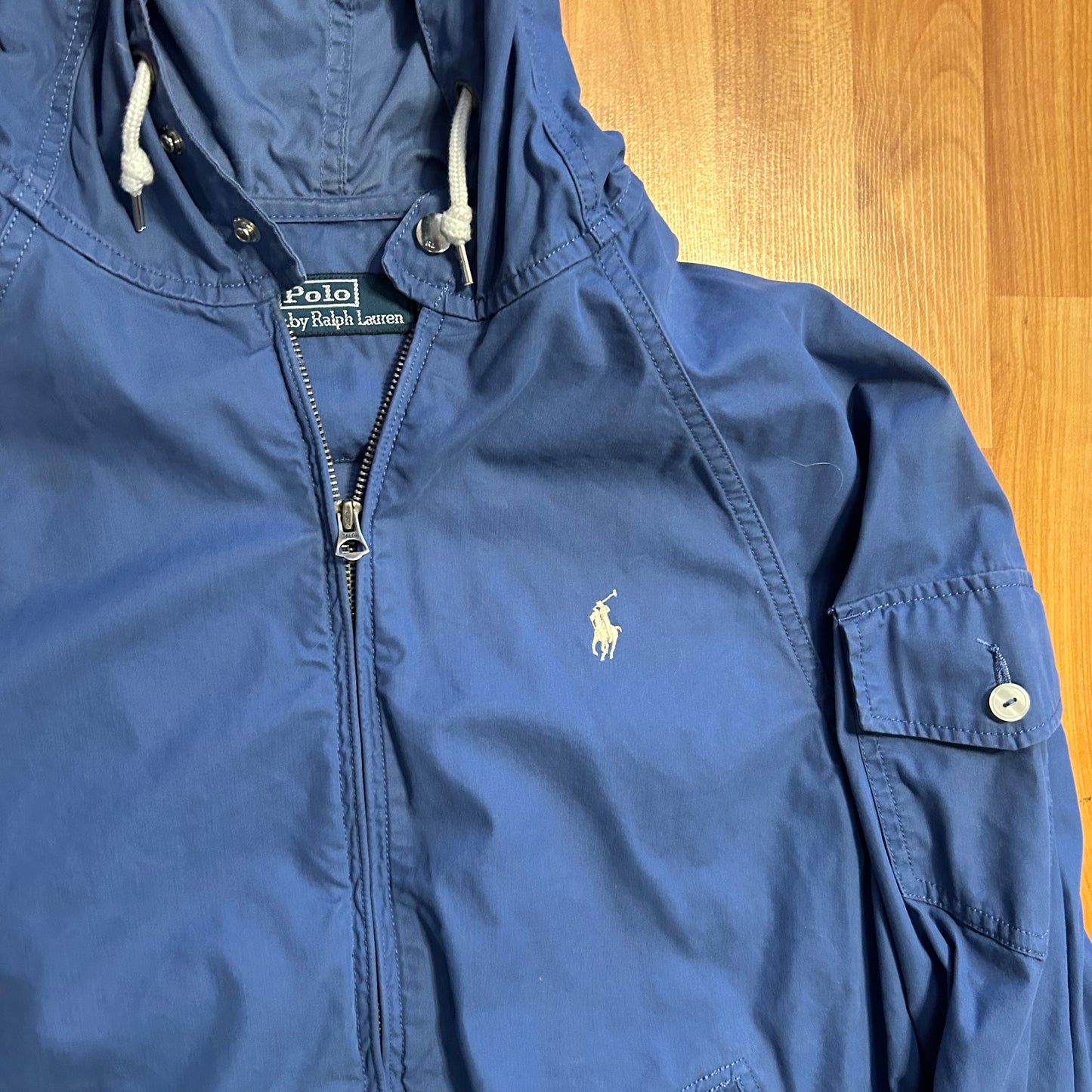 Polo Ralph Lauren Blue Zip Up Windbreaker Rain Jacket Coat - Medium - 21" x 25"