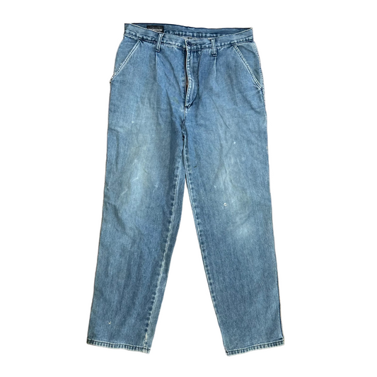 90's Expressions Pleated Denim Blue Jeans 32” x 30”