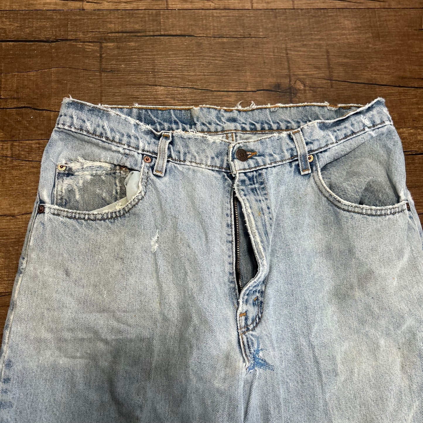 Levis 560 Distressed Denim Blue Jeans - 34” x 33.5”