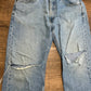Levis 505 Distressed Knee Blowout Denim Blue Jeans - 36” x 28.5”