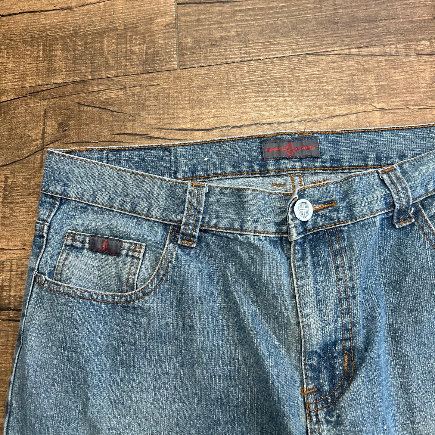 Swiss Cross Denim Blue Jeans - 38” x 32”