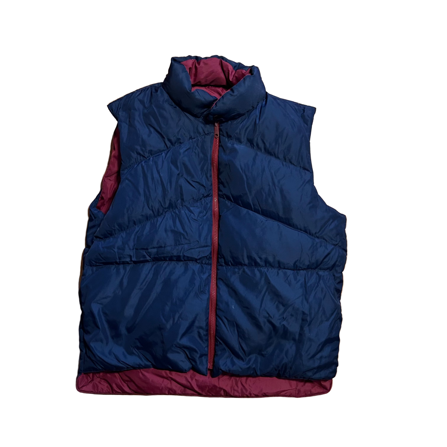 Reversible Puffer Vest Maroon Navy - Large - 23" x 26"