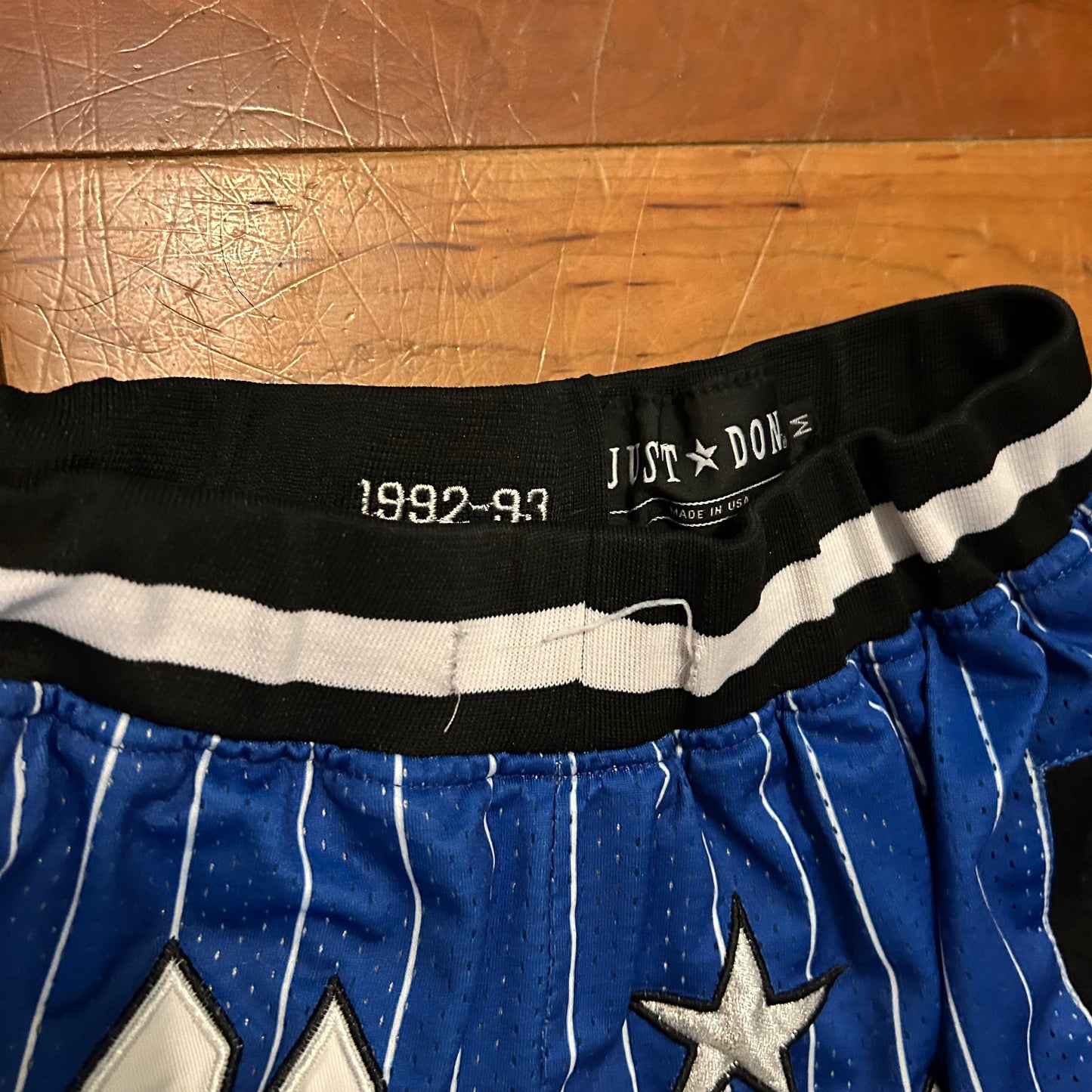 Just Don Orlando Magic NBA Blue Pinstripe 1992-1993 Basketball Shorts - Tagged M - 23" x 8"