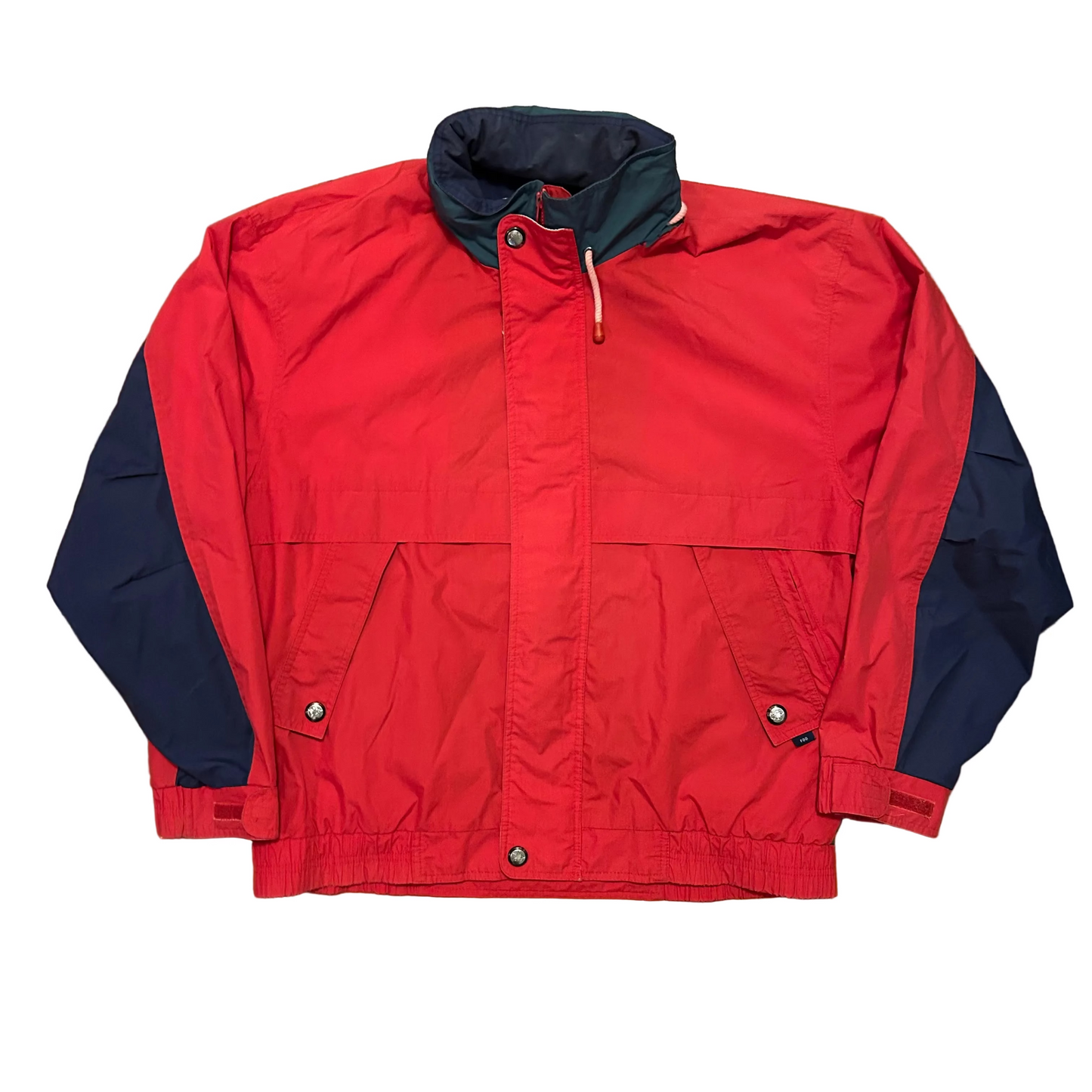 90’s London Fog Red Navy Blue Green Windbreaker Jacket Coat - XLarge - 26.5" x 28.5"